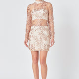 Sequins Embroidered Mini Dress