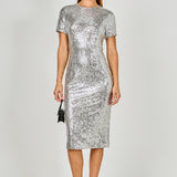 Sequins Short Sleeve Maxi Dress