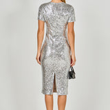 Sequins Short Sleeve Maxi Dress