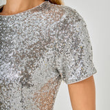 Sequins Short Sleeve Maxi Dress