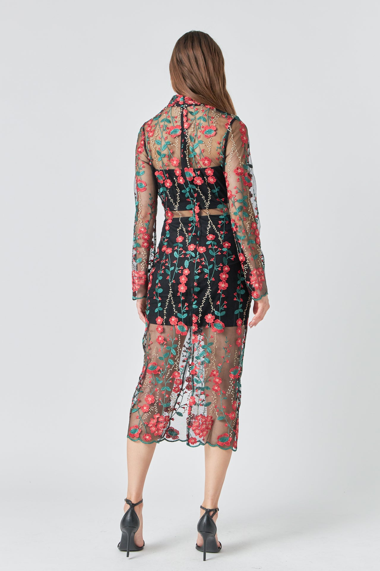 Floral Embroidered Midi Dress – Endless Rose