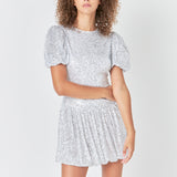 Sequin Bubble Skirt Mini Dress