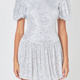 Sequin Bubble Skirt Mini Dress