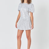 Sequin Bubble Skirt Mini Dress