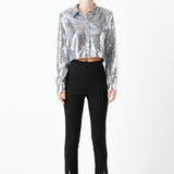 Sequins Cropped Shirt