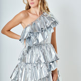 Metallic Tiered Mini Dress