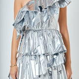 Metallic Tiered Mini Dress