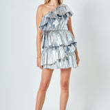 Metallic Tiered Mini Dress