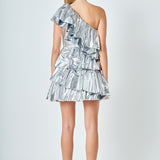 Metallic Tiered Mini Dress