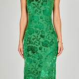 Print Velvet Slip Dress