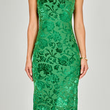 Print Velvet Slip Dress