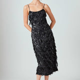 Diagonal Sequins Slip Dress