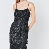 Diagonal Sequins Slip Dress