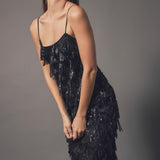 Diagonal Sequins Slip Dress