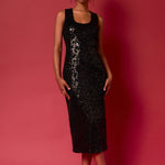 Endless Rose Women's Sequins Crochet Slip Dress, Black, XS