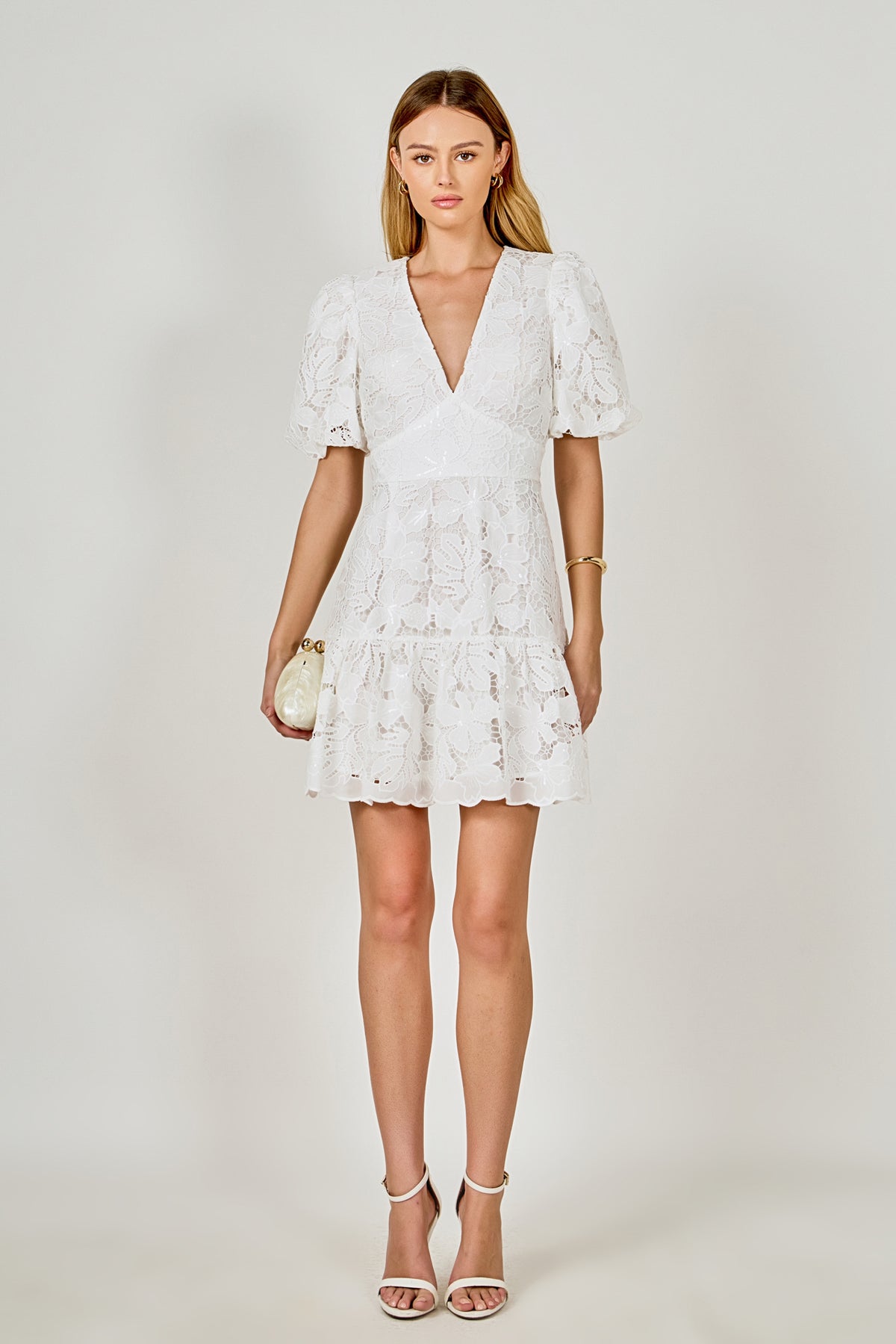 endless rose dress Sequins Lace Mini White / M forward individuals Women's Floral Long Sleeve beach set Style:Christmas Tree