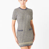Check Sweater Mini Dress