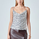 Sequins Cowl Neck Top