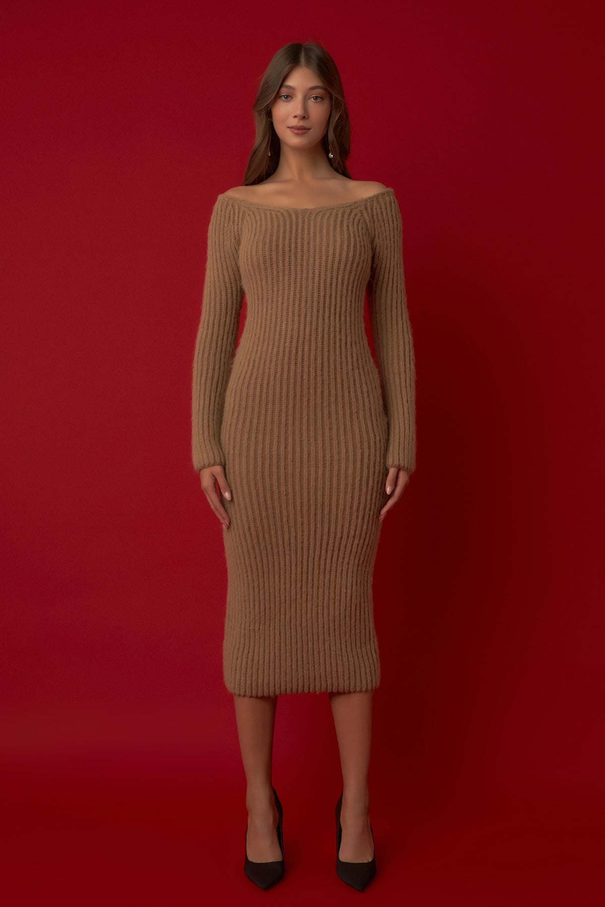 Knit Off Shoulder Maxi Dress