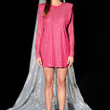 Sequins Long Sleeve Shift Mini Dress
