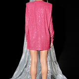 Sequins Long Sleeve Shift Mini Dress