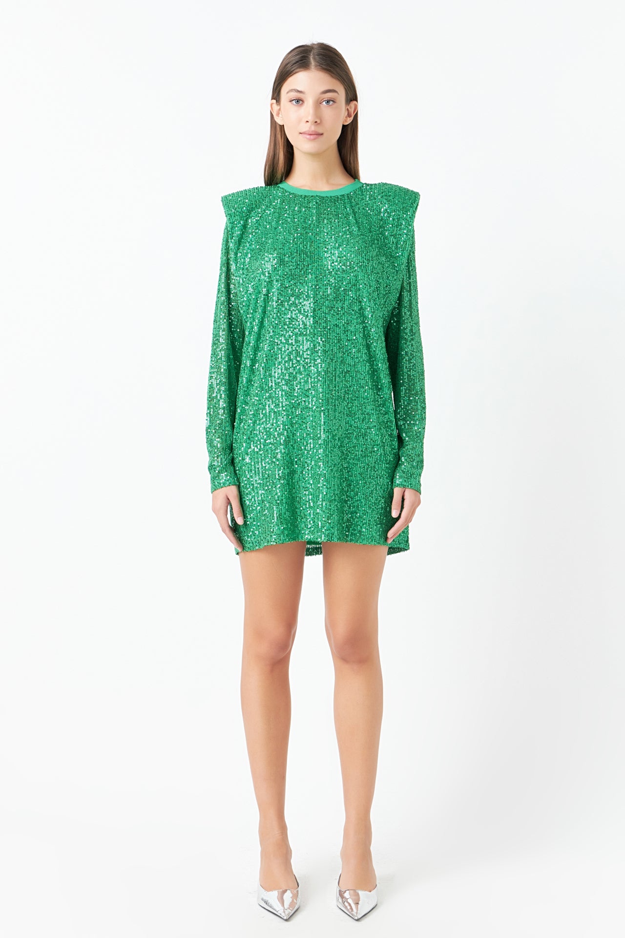 Sequin long on sale sleeve shift dress