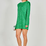 Sequins Long Sleeve Shift Mini Dress