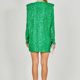 Sequins Long Sleeve Shift Mini Dress