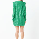 Sequins Long Sleeve Shift Mini Dress