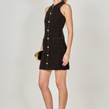 Solene Fitted Collared Knit Sleeveless Mini Dress