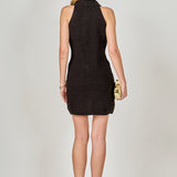 Solene Fitted Collared Knit Sleeveless Mini Dress