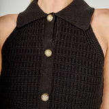 Solene Fitted Collared Knit Sleeveless Mini Dress