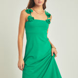 Rosette Shoulder Maxi Dress