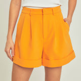 Pintucked Shorts