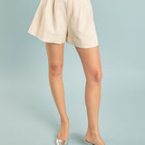 Linen Pintucked Shorts