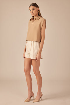 Linen Pintucked Shorts