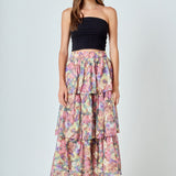 Floral Tiered Maxi Skirt