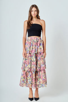 Floral Tiered Maxi Skirt