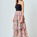 Floral Tiered Maxi Skirt