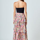 Floral Tiered Maxi Skirt
