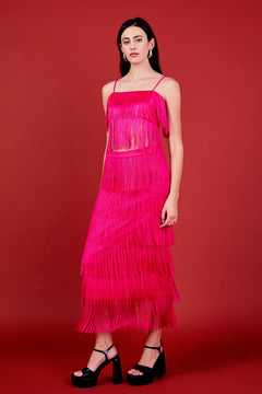 Fringe Tiered Maxi Skirt