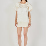 Sheen Crinkle Bow Detail Top