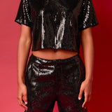 Sequins Cropped Top