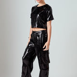 Sequins Cropped Top