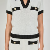 Crochet Knit Collared Top