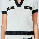 Crochet Knit Collared Top