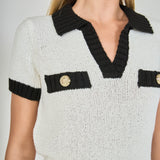 Crochet Knit Collared Top