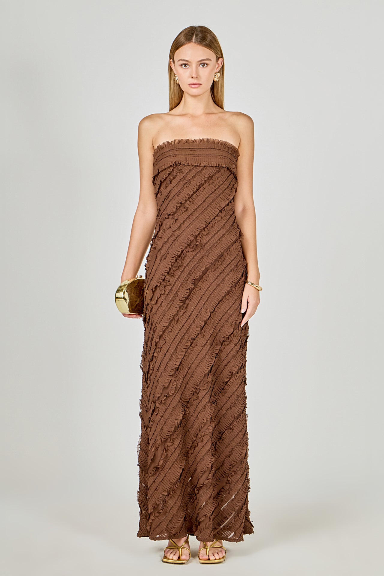 Strapless Ruffled Maxi Dress Endless Rose Strapless Ruffled Maxi Dress Endless Rose