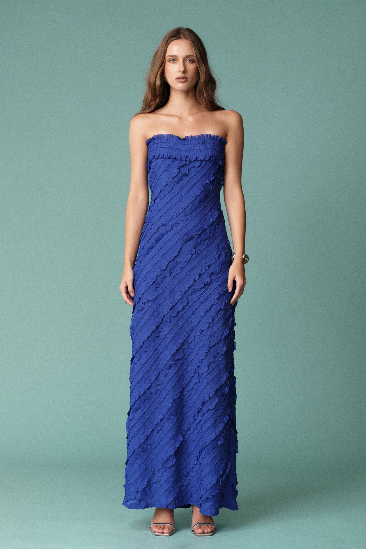 Strapless Ruffled Maxi Dress
