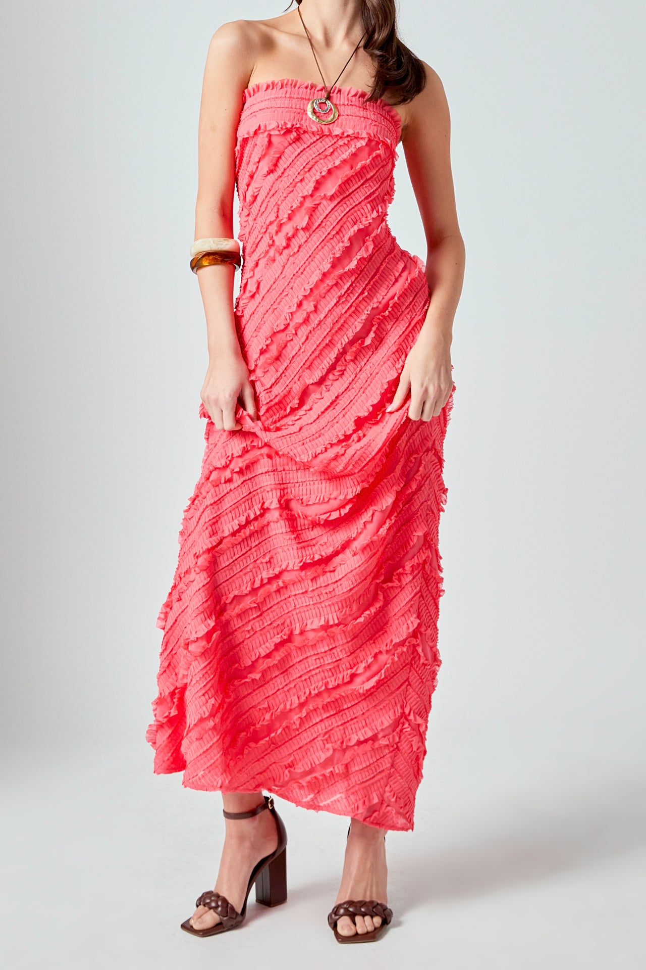 Juliette Strapless Ruffled Maxi Dress – Endless Rose